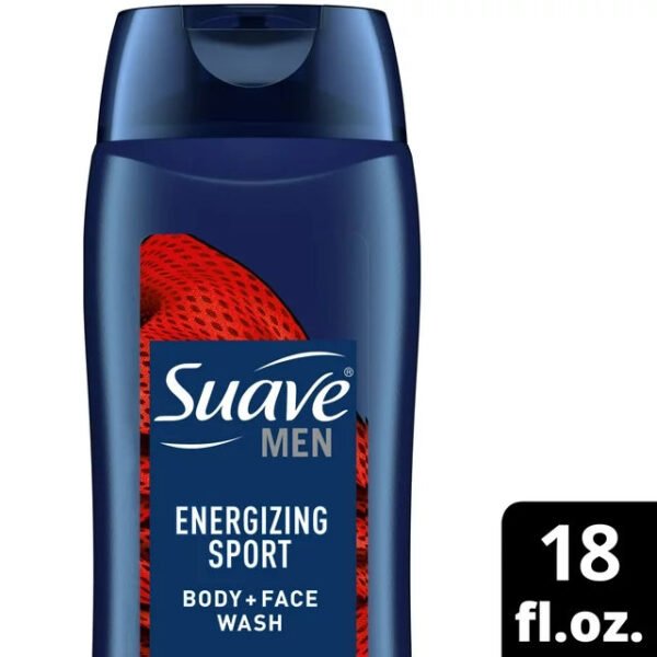 Suave Men Body & Face Wash, Energizing Sport, Bergamot & Wood, 18 oz